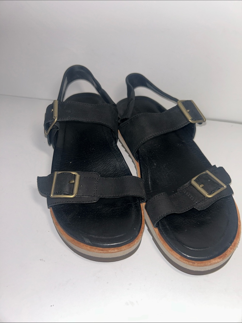 Merrell Juno Black Leather Buckle Strap Sandals